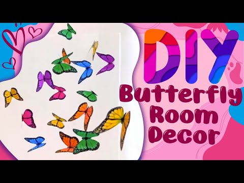 5 Easy Paper Butterflies Wall Decor, How to make paper butterfly, diy  room decor