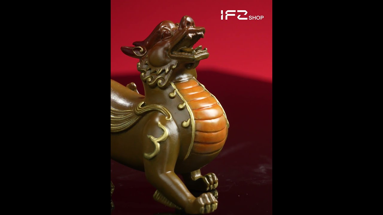 Lucky Pixiu Brass Statue – Chinese Wealth Guardian for Home & Office, Feng Shui Prosperity Decor