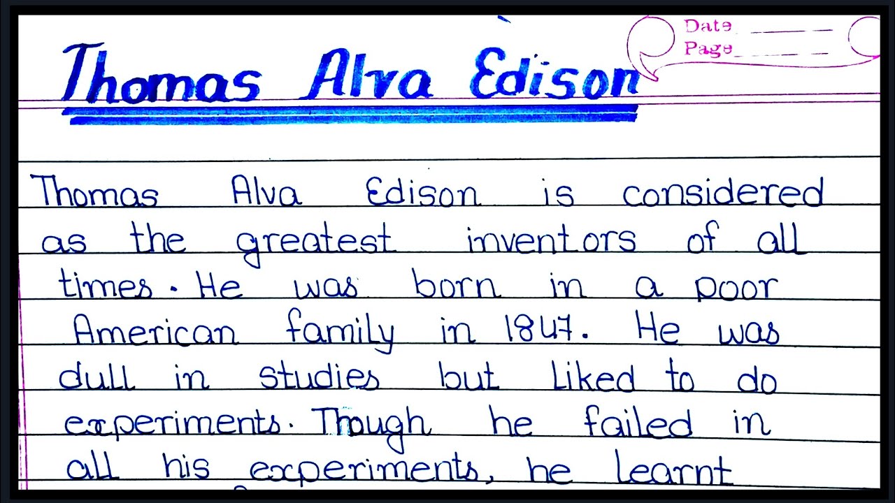 thomas alva edison short essay in english