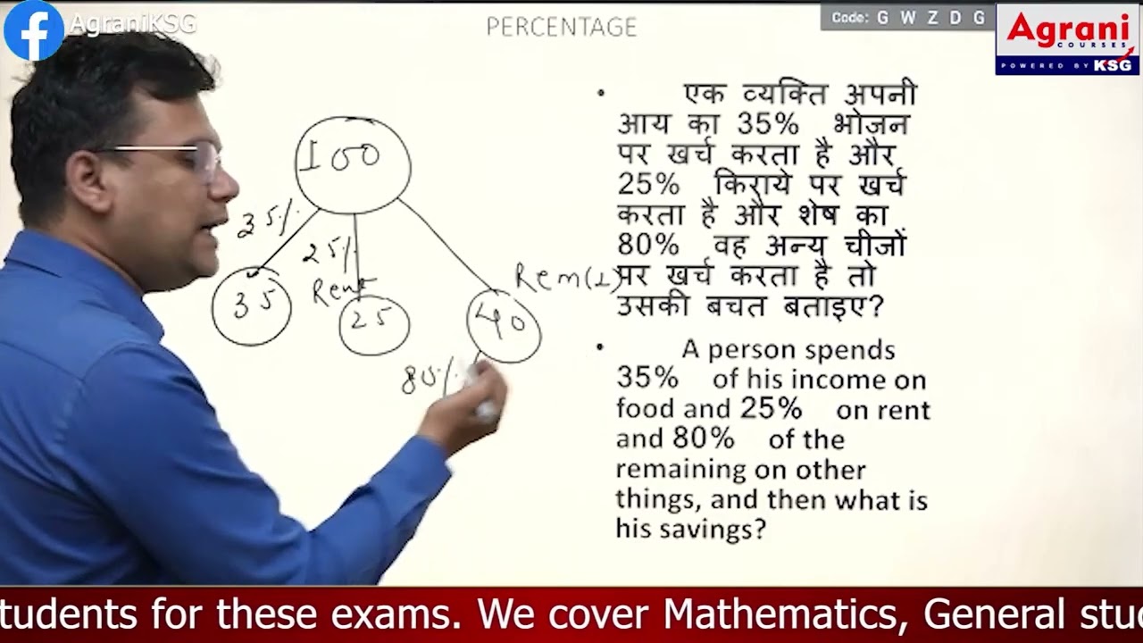 Percentage | Mathematics | Agrani KSG | Abhishek Soni Sir