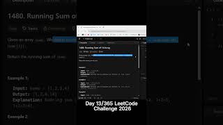 Day 13/365 LeetCode Challenge 🚀| Running Sum of 1D Array 🔥 #dailycoding #coding