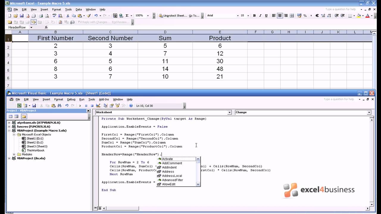 Excel Macros -005- Using Ranges, Rows and Columns - YouTube