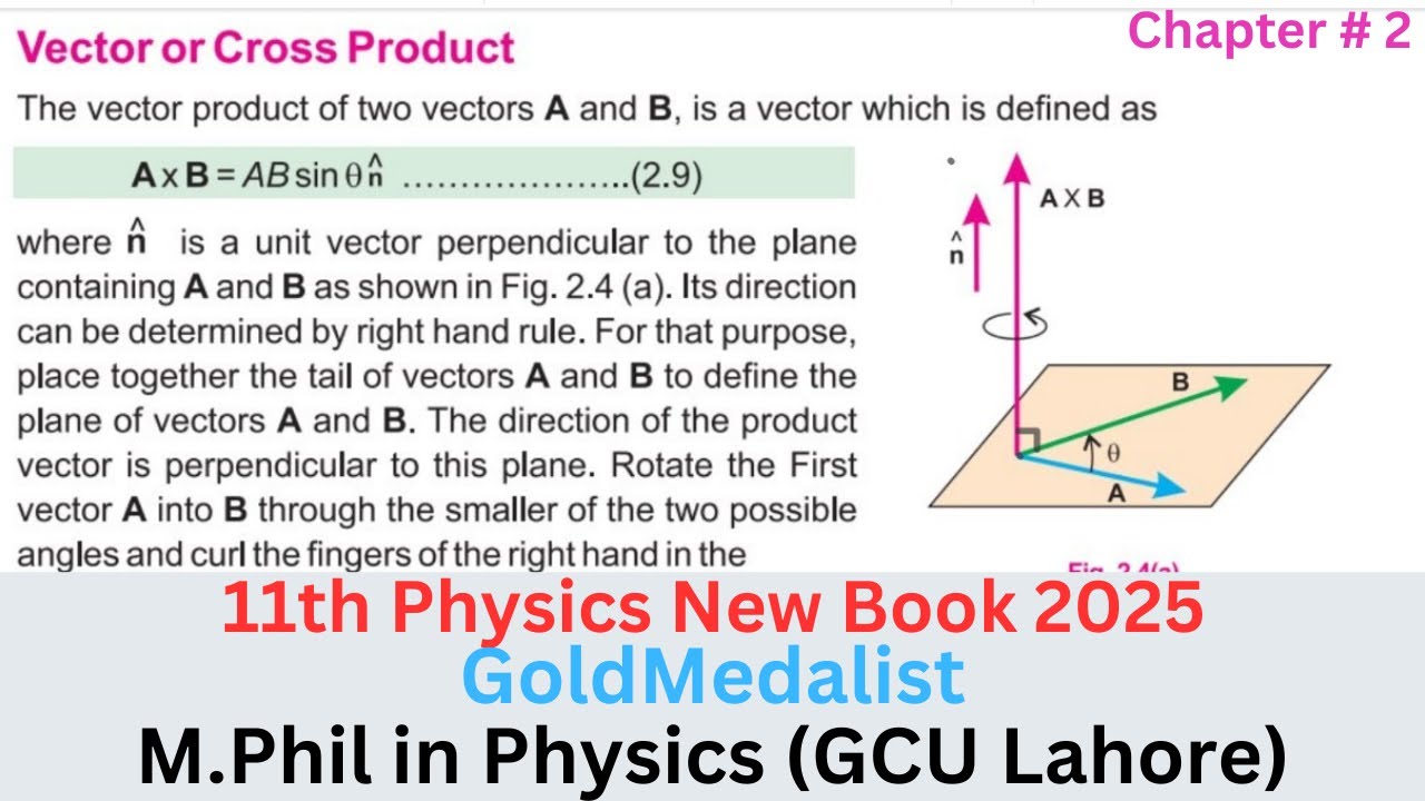 11Th Class Physics New Book 2025 PCTB | Vector or Cross Product class ...