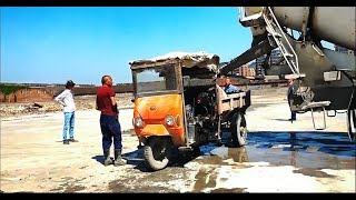 Three wheeled dumper in operation | Delivery of concrete to the construction site