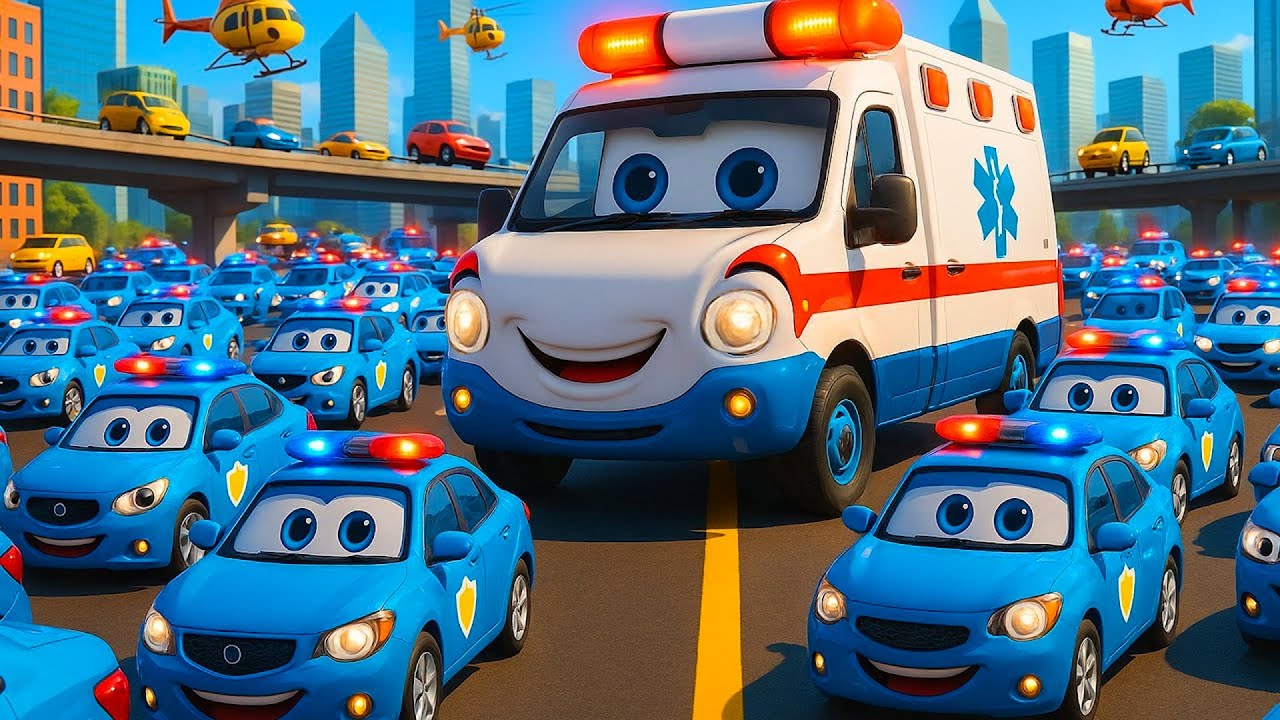 When Every Siren Goes Off: Ambulance Leads the Police Fleet 🚑🚓 | Vehicle Animation