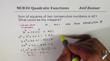 Sum of squares of consecutive numbers is 421 Find possible integers