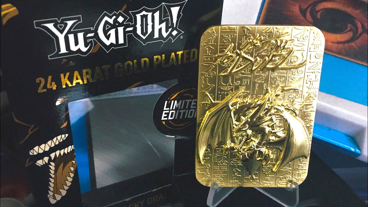 Slifer unboxes: fanattik yugioh slifer gold plated card and necklaces!