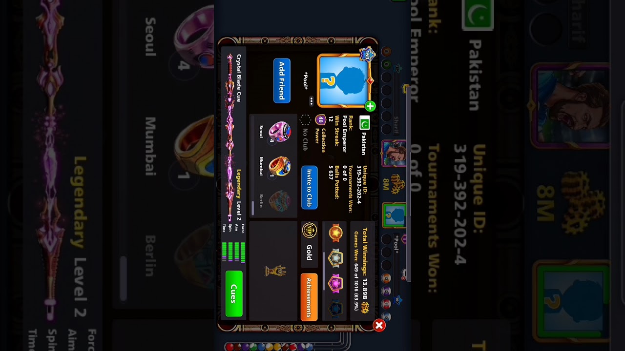 8 Ball pool reported hacker account  