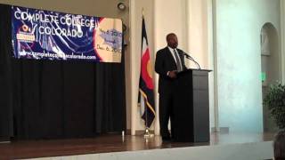 Rico Munn, Colorado Department of Higher Ed. executive director, introduces scholarship winners