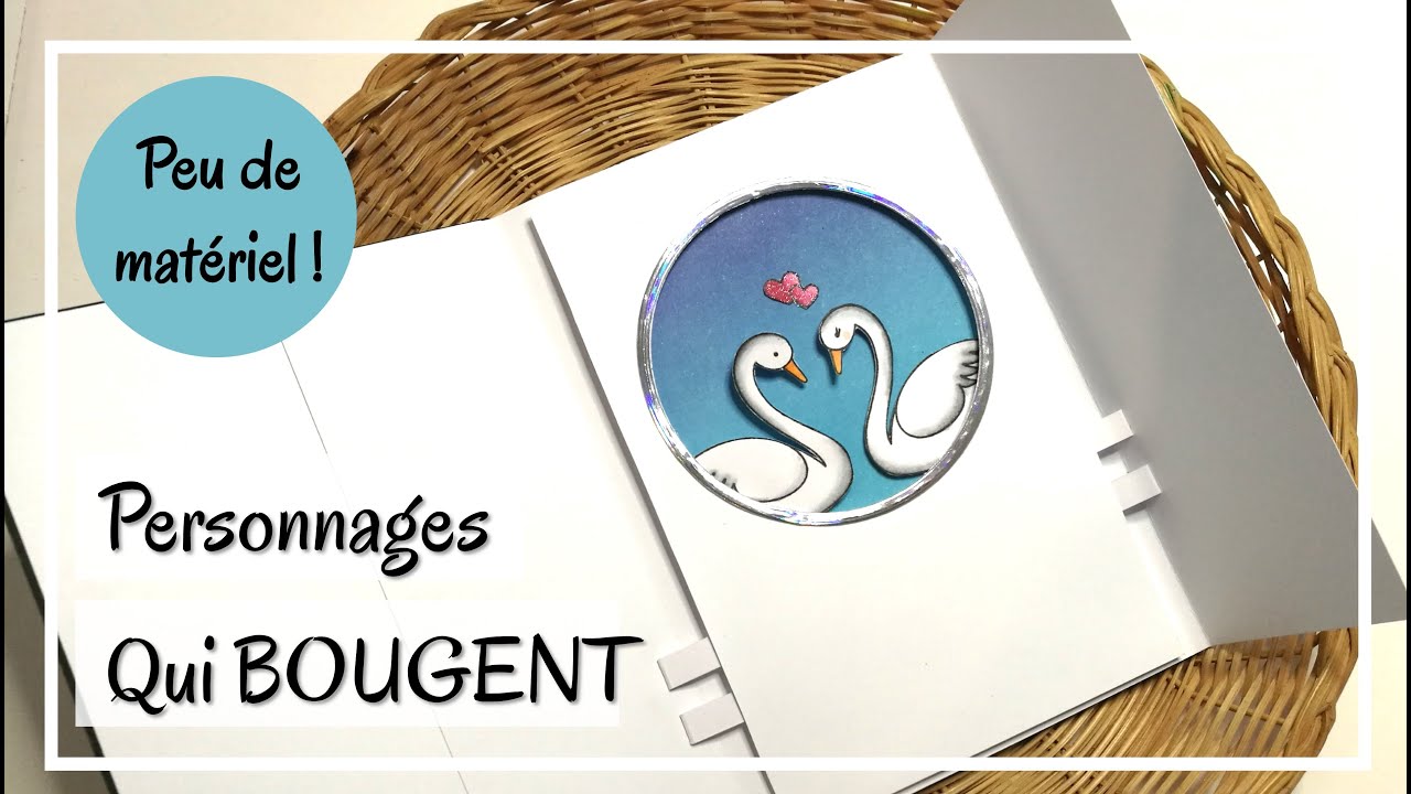 TUTO CARTE St Valentin : Carte avec PERSONNAGES qui se RAPPROCHENT ! Très peu de matériel. DIY SCRAP