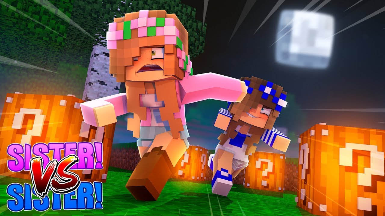 SISTER VS SISTER | HALLOWEEN LUCKY BLOCK RACE | Minecraft Little Kelly Plays