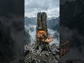 Massive Tree Log on Cliff Transformed into Hidden Underground Room Full Timelapse Build #restoration