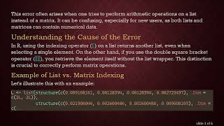 How to Handle Matrix Multiplication in R: Avoiding Common Errors with Lists
