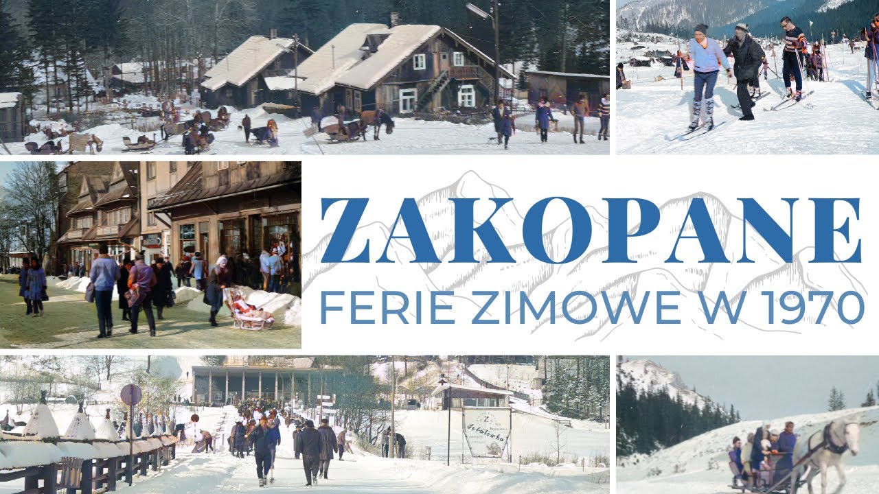 Ferie zimowe w Zakopanem w 1970 roku na starych kolorowych zdjęciach / Historia Polski