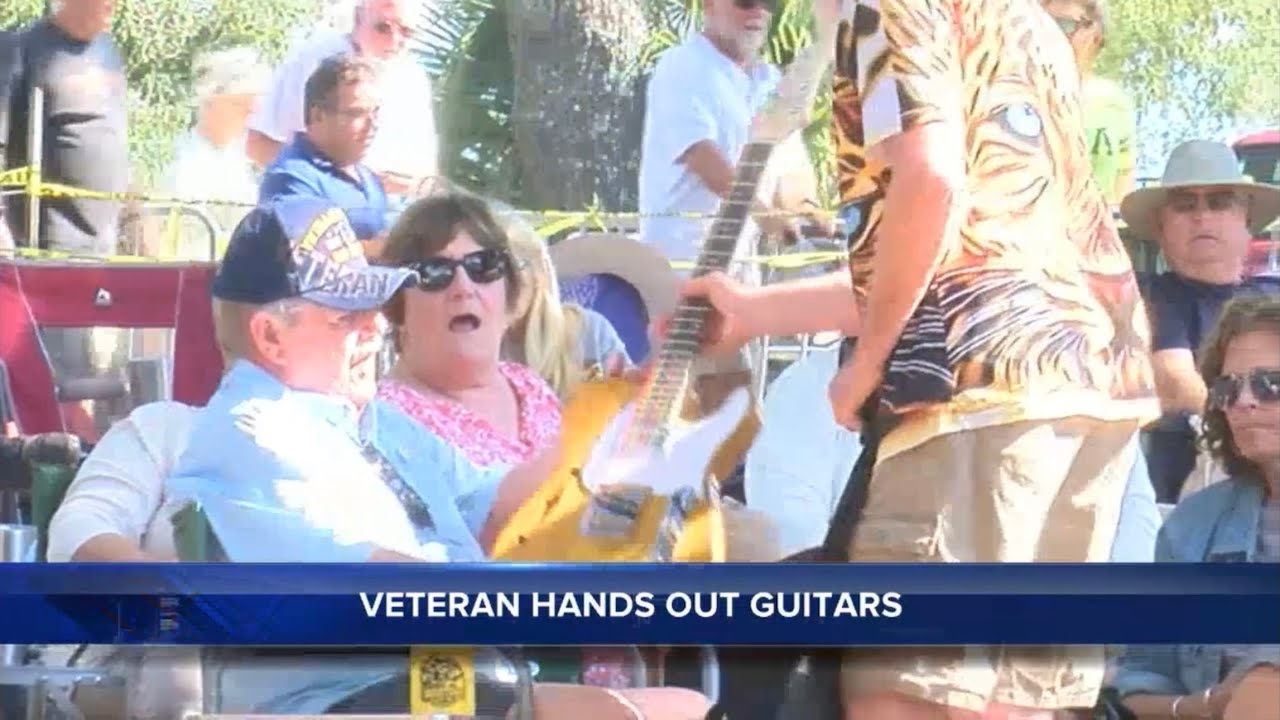 Vietnam Veteran home fellow veterans with customized guitars