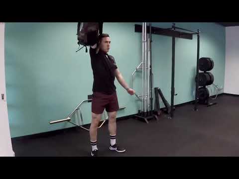 Backpack Single Arm Squat Thruster