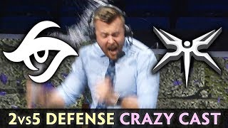 2v5 defense CRAZY CASTERS and CROWD — SECRET vs MINESKI