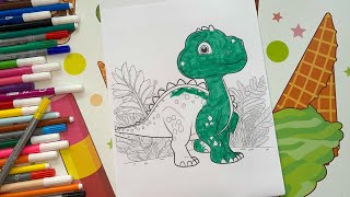 “Das Abenteuer des kleinen grünen Dinos im Wald!“🦖🍀