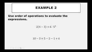 1.1 Order of Operations and Evaluating Expressions -
