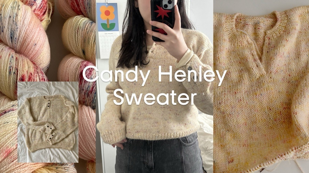5mm로 뜨는 캔디 헨리넥 스웨터 뜨개로그 🍬 | knitting vlog