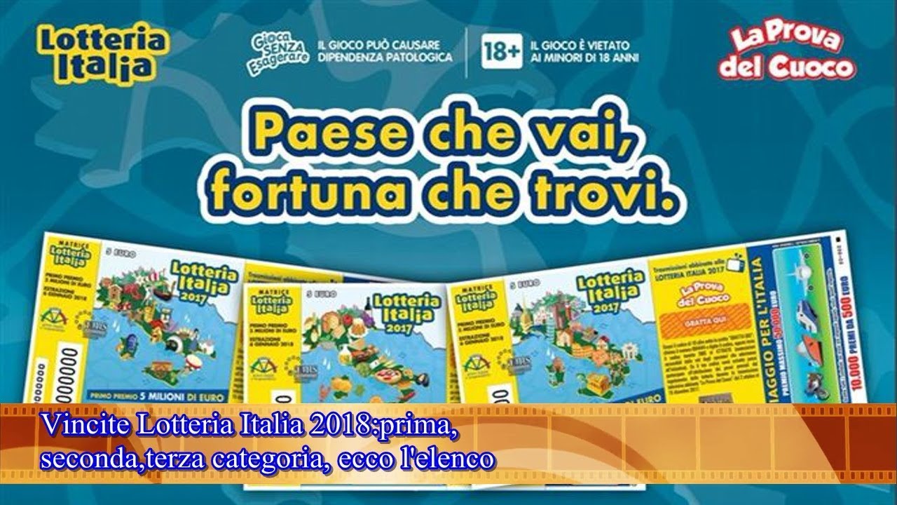 Vincite Lotteria Italia 2018:prima, seconda,terza categoria, ecco l'elenco