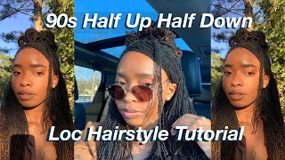 90s Hair Tutorial On Locs | BAPS\/Pin Up Curl Half Updo, sisterlocks, pin curls