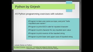 Q.11 to Q.15 Python - Solved Practice Exercises - related to input() and print()