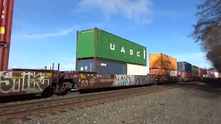 (Northbound) NS 9476 leads a Double Stack Train through the Steilacoom Ferry Terminal.