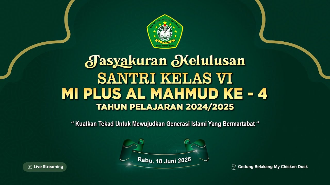 TASYAKURAN KELULUSAN SANTRI KELAS VI MI PLUS AL MAHMUD KE - 4 TAHUN PELAJARAN 2024/2025  part 2