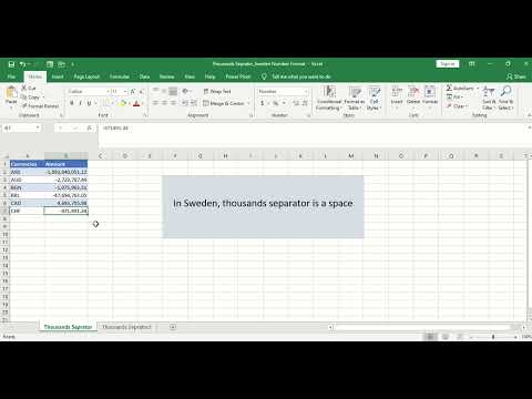 MS Excel Number Format || Learn Thousands Separator Sweden Number Format in Hindi