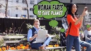 Woman Farts To Save Planet - Global Warming Awareness