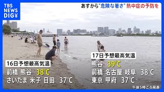 東日本・西日本であすから危険な暑さ予想　熱中症搬送者数が1年で最も多くなる時期　気象庁「早め早めの予防行動を」｜TBS NEWS DIG