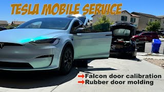 Tesla Mobile Service for Model X falcon door calibration and rubber door molding
