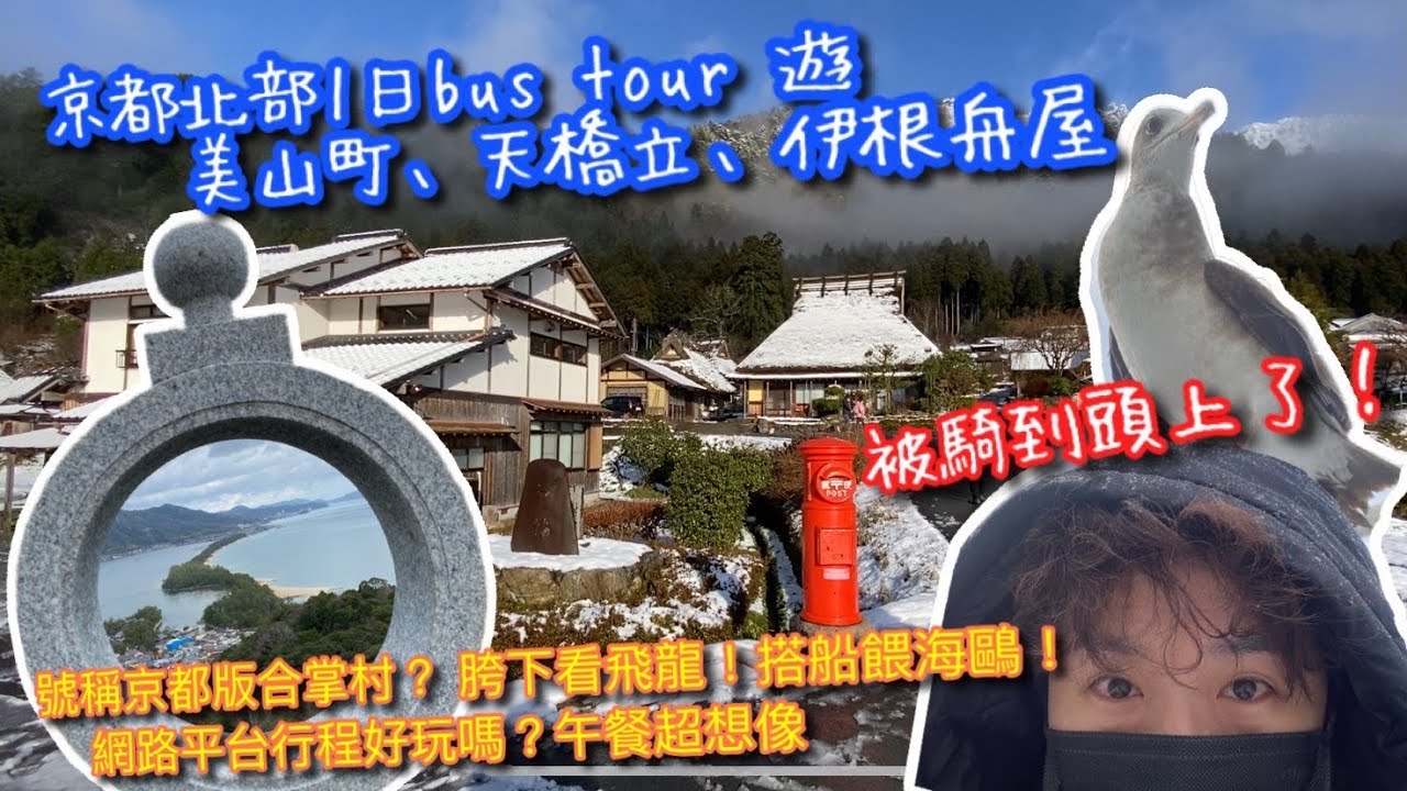 【KK旅遊趣】日本🇯🇵關西自由行｜京都行程1日TOUR遊｜平台下訂的行程好玩嗎？值嗎？｜京都版的合掌村-美山町下雪後美絕了｜日本三景-天橋立｜伊根舟屋｜搭船餵海鷗看舟屋群｜KYOTO｜男ひとり旅