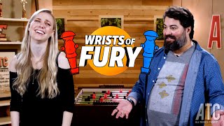 Comedian Sean Patton Plays Bulgarian Rules Against Foosball Champ Kelsey Cook on Wrists of Fury