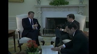 President Reagan meeting with Senator John Tower on November 15, 1982