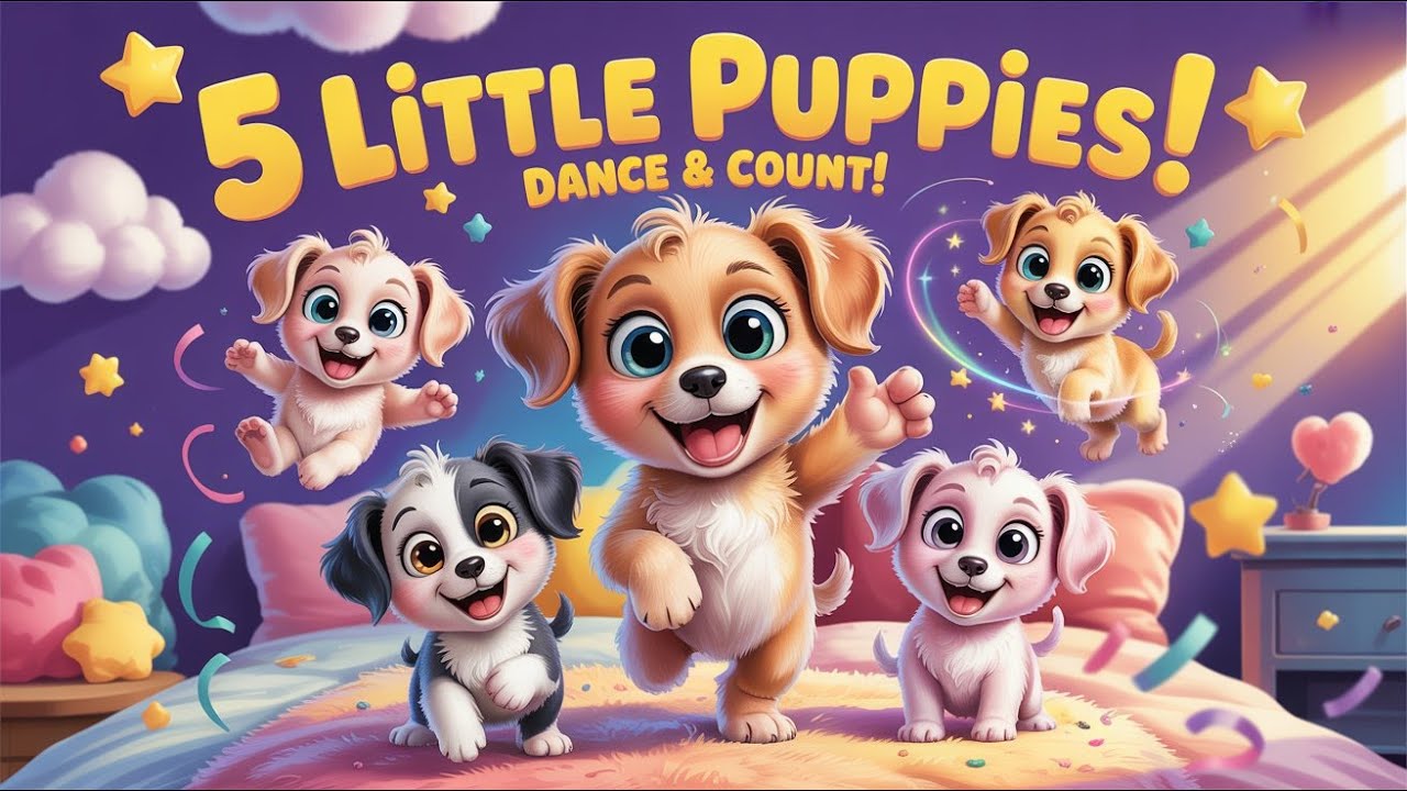 Five Little Puppies Jump Dance Counting Song For Kids five-little-puppies-jump-dance-counting-song-for-kids