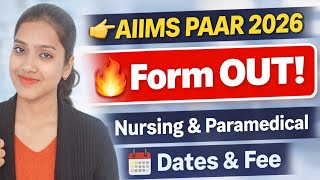 Aiims Paar 2026 Schedule And Fee Aiims Bsc Nursing Aiims Paramedical 2026 Updates Aiims 2026