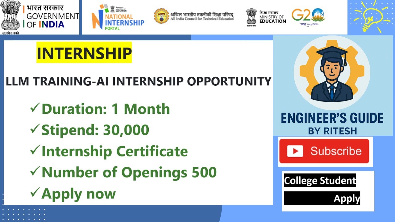 LLM Training Program Internship 2026 (Paid: ₹30K Stipend 🔥) | AI/Machine Learning Freshers Job |
