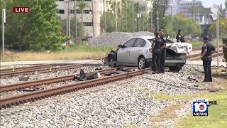 Brightline train collides with car on the tracks in Aventura