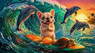 Собака на серфе с дельфинами -  Откуда мем ?