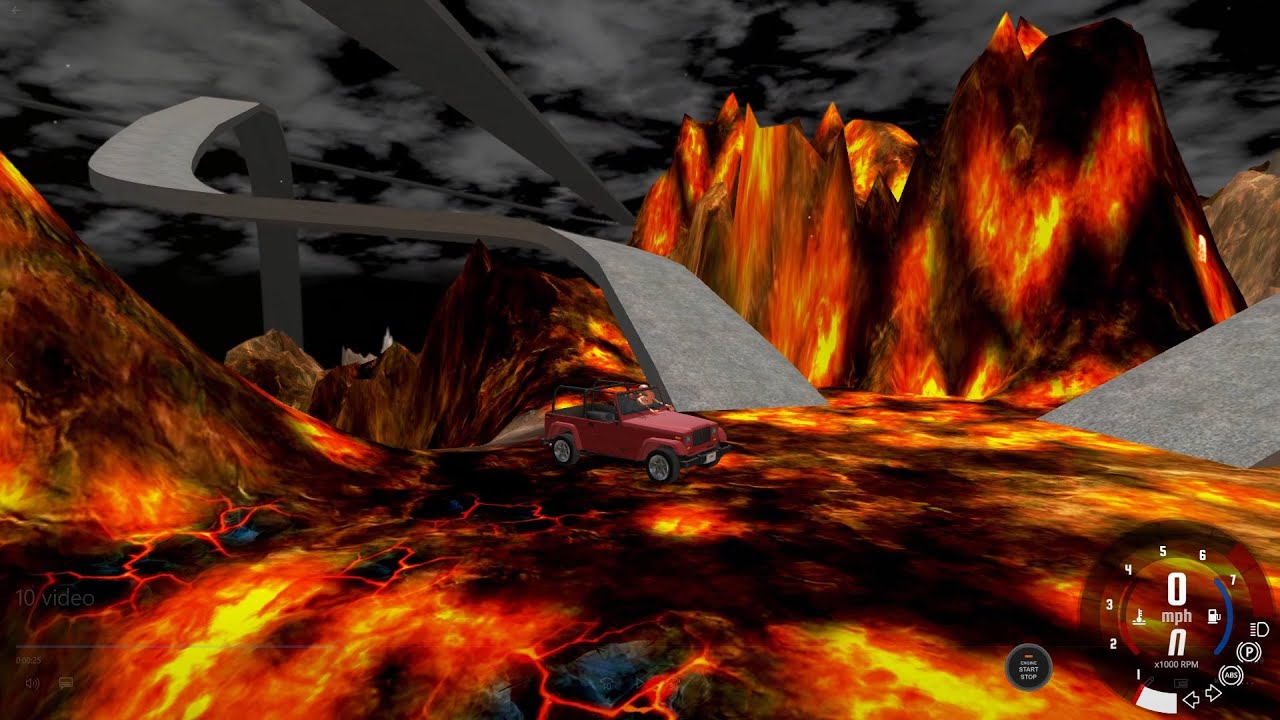Cars vs realistic volcanic eruption, realistic lava - BeamNG.Drive crashes