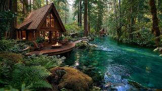 The Most Relaxing Spring Riverside Cabin Retreat 🔥🌿 Campfire, Birds & Nature Ambience for Relaxation