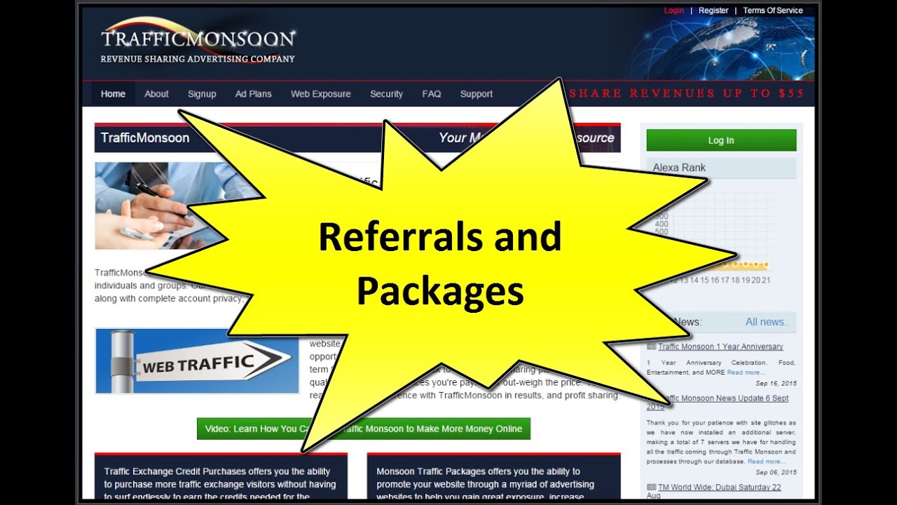 Traffic Monsoon Referrals and Packages