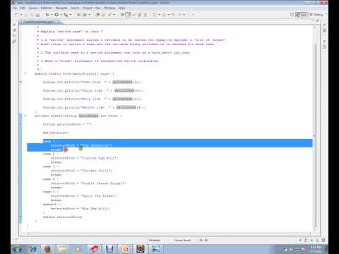 Explain switch case in Java Eclipse Demo