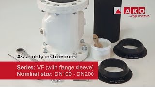 Assembly instructions: AKO pinch valve (pneumatic), VF series (FLM), DN100, DN125, DN150, and DN200