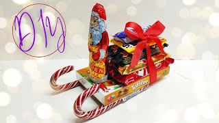 DIY Сани из конфет | Сладкий подарок | CHRISTMAS CANDY CANE SLEIGH HOW TO