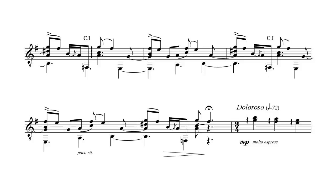 Ñico Rojas - Guajira a mi Madre for Guitar (Score video)