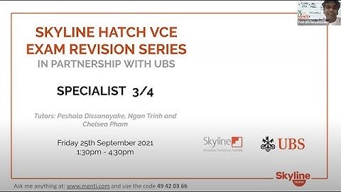 Skyline Hatch UBS VCE Exam Revision Series - 12 Specialist Maths 3/4