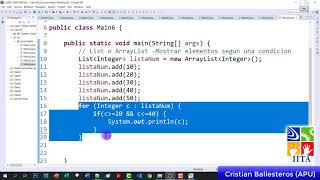 Como usar List y ArrayList   mostrar elementos segun una condicion en JAVA